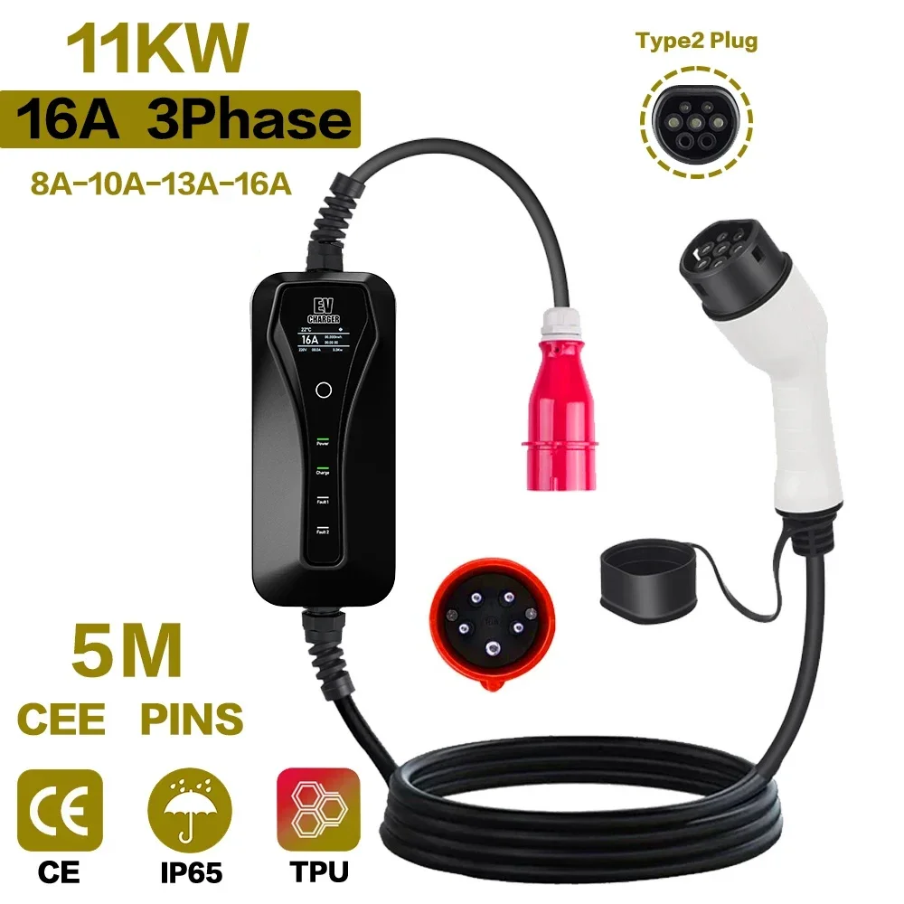 11KW 16A Tragbares EV-Ladegerä – Type 2 Portable Ev Charger 11Kw Cee Bewertung und Preis