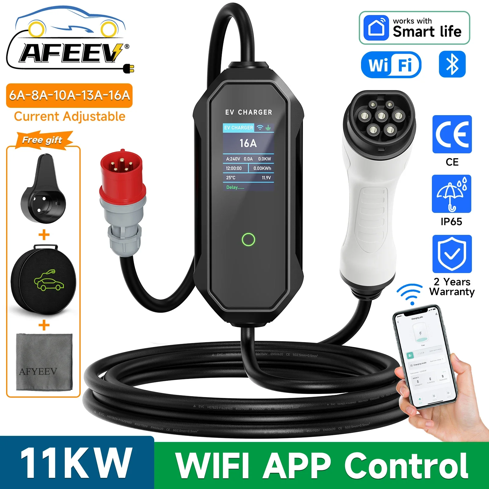 AFEEV Typ 2 Tragbares EV-Ladeg – Type 2 Portable Ev Charger 11Kw Cee Bewertung und Preis